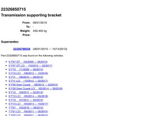 bontott BMW 5 F10 Váltó Tartó Bak (Pozíciófüggetlen)