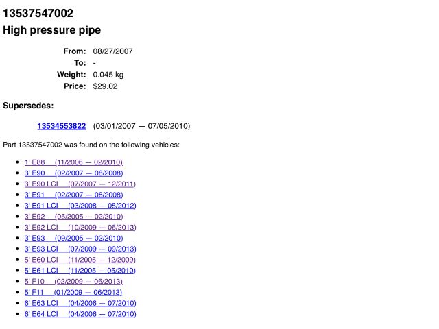 bontott BMW 5 F10 Nyomócső