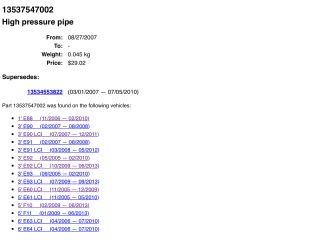 bontott BMW 5 F10 Nyomócső