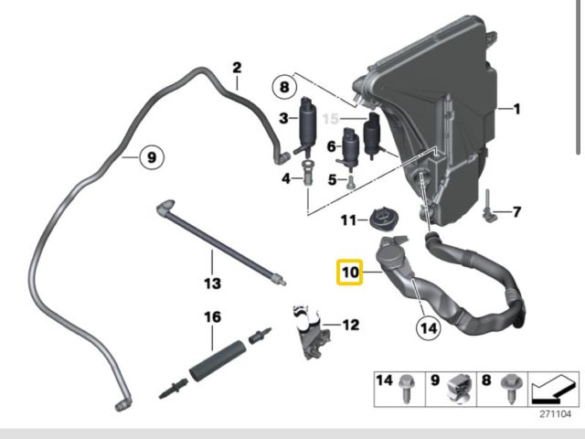 bontott BMW 5 F10 Ablakmosótartály Betöltő