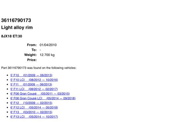 bontott BMW 5 F10 Alufelni (1 db)