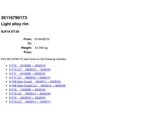 bontott BMW 5 F10 Alufelni (1 db)