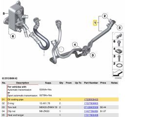 bontott BMW 5 F10 Automata Váltó Olaj Cső