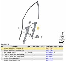 bontott BMW 5 F10 Bal első Ablakemelő Szerkezet (Elektromos)