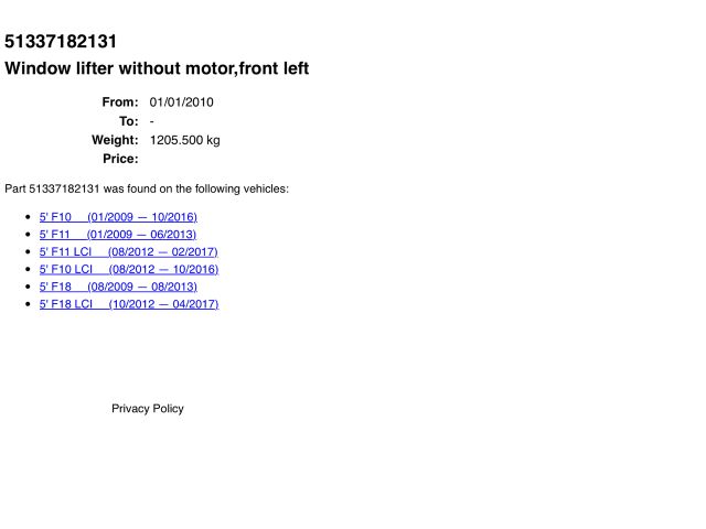 bontott BMW 5 F10 Bal első Ablakemelő Szerkezet (Elektromos)