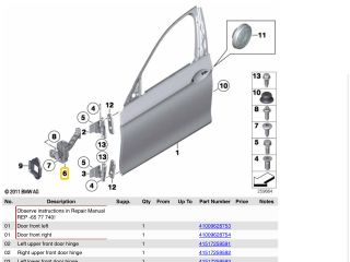 bontott BMW 5 F10 Bal első Ajtóhatároló