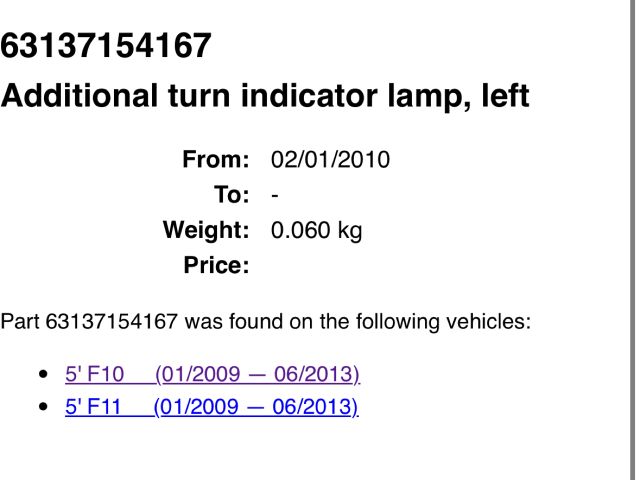 bontott BMW 5 F10 Bal első Irányjelző