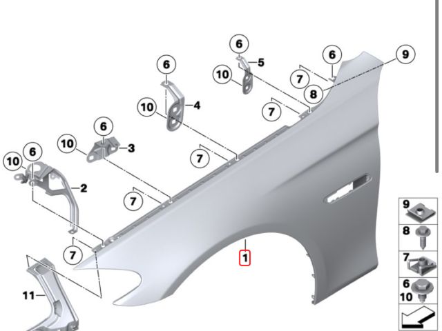 bontott BMW 5 F10 Bal első Sárvédő