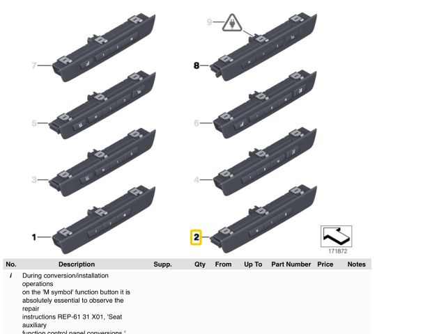 bontott BMW 5 F10 Bal első Ülésállító Kapcsoló