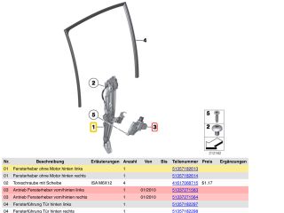 bontott BMW 5 F10 Bal hátsó Ablakemelő Szerkezet (Elektromos)