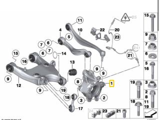 bontott BMW 5 F10 Bal hátsó Csonkállvány Kerékaggyal
