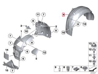 bontott BMW 5 F10 Bal hátsó Dobbetét (Kerékjárati, Műanyag)