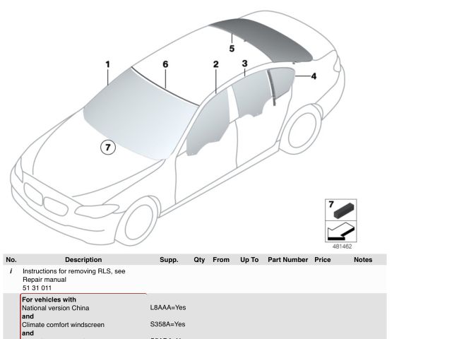 bontott BMW 5 F10 Bal hátsó Fixüveg (Ajtóban)