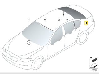 bontott BMW 5 F10 Bal hátsó Fixüveg (Ajtóban)