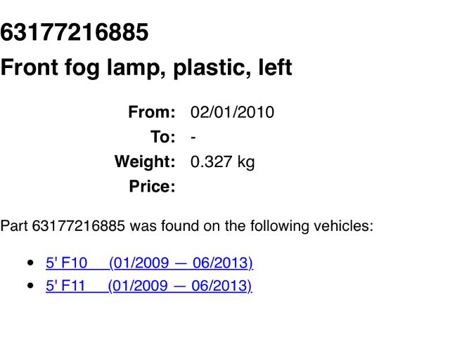 bontott BMW 5 F10 Bal Ködfényszóró