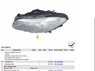 bontott BMW 5 F10 Bal Xenon Fényszóró