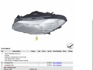 bontott BMW 5 F10 Bal Xenon Fényszóró
