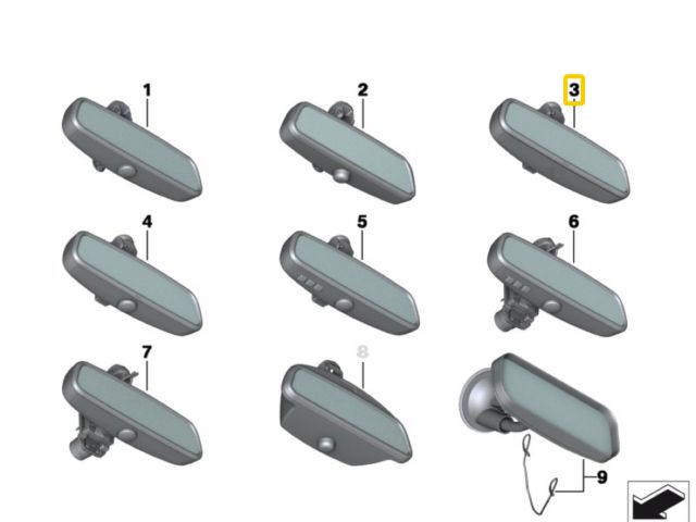 bontott BMW 5 F10 Belső Visszapillantó Tükör