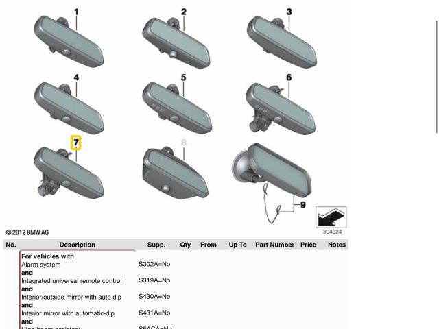 bontott BMW 5 F10 Belső Visszapillantó Tükör