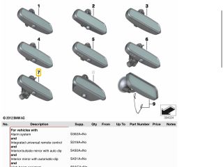 bontott BMW 5 F10 Belső Visszapillantó Tükör