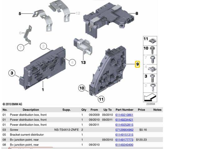 bontott BMW 5 F10 Biztosítéktábla Csomagtér