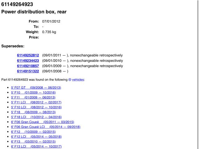 bontott BMW 5 F10 Biztosítéktábla Csomagtér