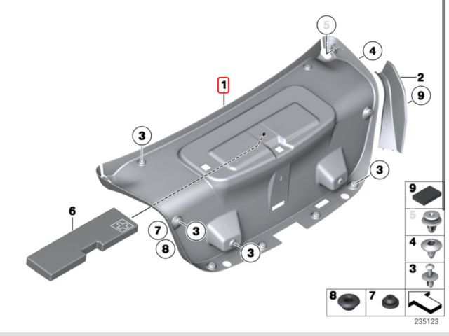 bontott BMW 5 F10 Csomagtérajtó Kárpit