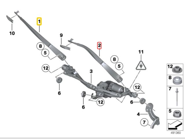 bontott BMW 5 F10 Első Ablaktörlő Kar