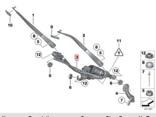 bontott BMW 5 F10 Első Ablaktörlő Szerkezet Motorral