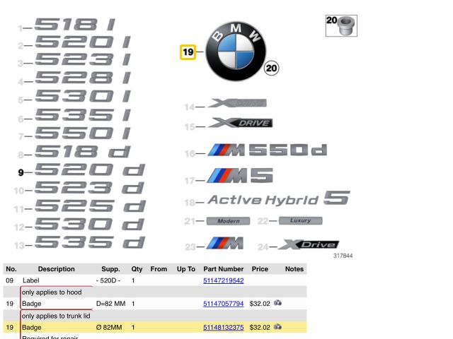 bontott BMW 5 F10 Első Embléma