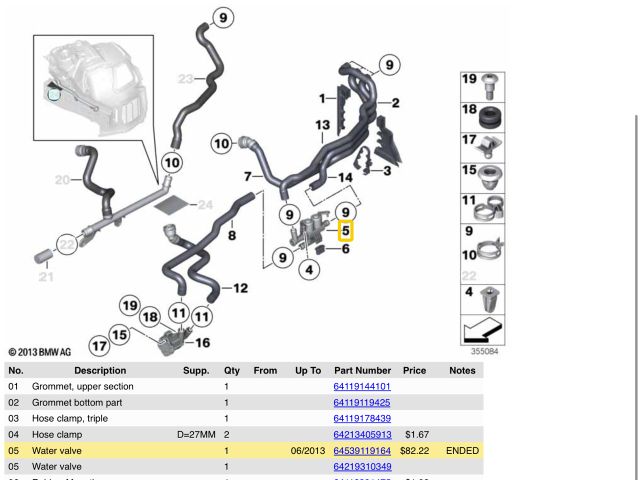 bontott BMW 5 F10 Fűtéscsap
