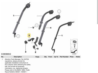 bontott BMW 5 F10 Hátsó középső Biztonsági Öv Csat