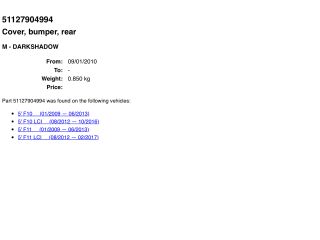 bontott BMW 5 F10 Hátsó Lökhárító Alsó (Műanyag)