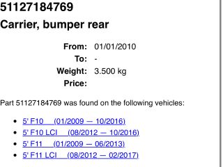 bontott BMW 5 F10 Hátsó Lökhárító Merevítő (Fém)