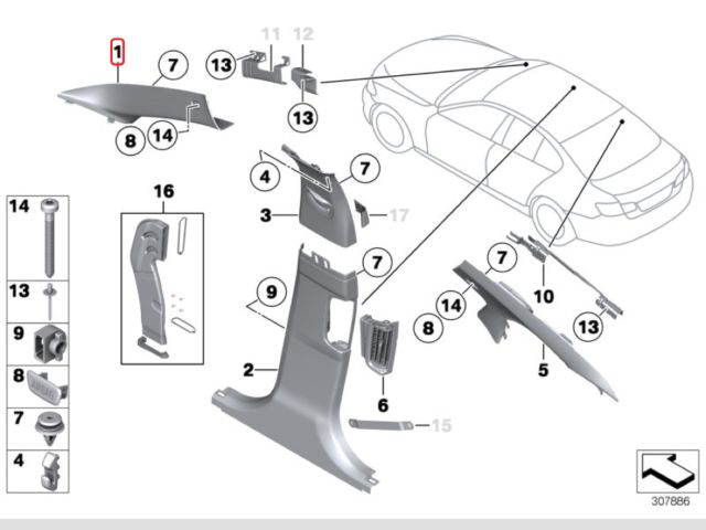 bontott BMW 5 F10 Jobb A Oszlop Burkolat