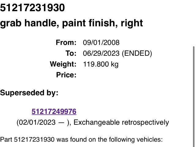 bontott BMW 5 F10 Jobb első Külső Kilincs