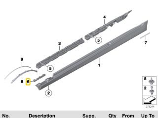 bontott BMW 5 F10 Jobb első Küszöb Tartó