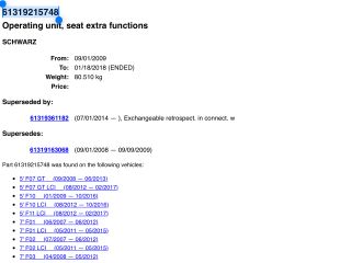 bontott BMW 5 F10 Jobb első Ülésállító Kapcsoló