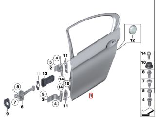 bontott BMW 5 F10 Jobb hátsó Ajtó (Üres lemez)