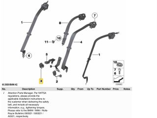 bontott BMW 5 F10 Jobb hátsó Biztonsági Öv Csat