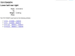 bontott BMW 5 F10 Jobb hátsó Biztonsági Öv Csat