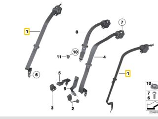 bontott BMW 5 F10 Jobb hátsó Biztonsági Öv