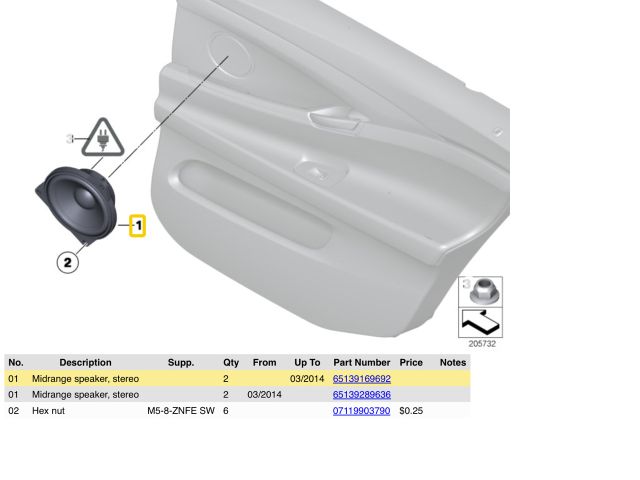 bontott BMW 5 F10 Jobb hátsó Hangszóró