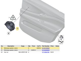 bontott BMW 5 F10 Jobb hátsó Hangszóró