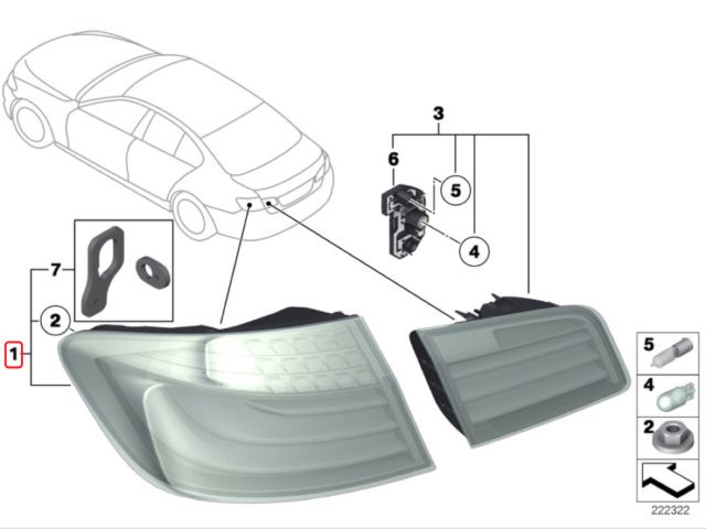 bontott BMW 5 F10 Jobb Hátsó Lámpa