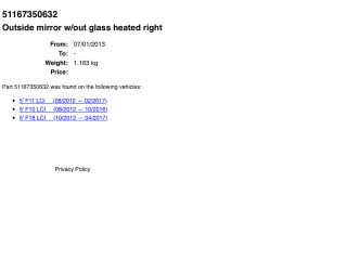 bontott BMW 5 F10 Jobb Visszapillantó Tükör (Elektromos)