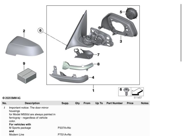 bontott BMW 5 F10 Jobb Visszapillantó Tükör (Elektromos)