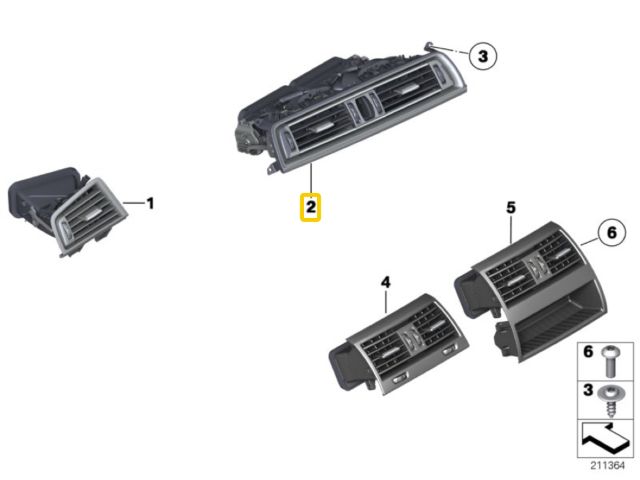 bontott BMW 5 F10 Középső Szellőző