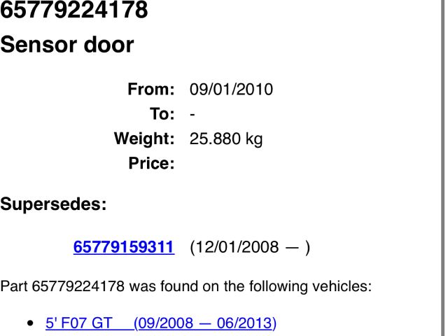 bontott BMW 5 F10 Légzsák Indító Modul Oldallégzsák