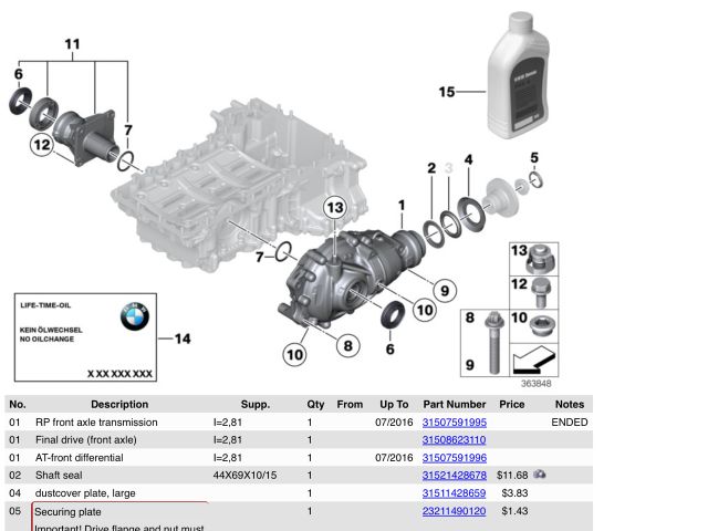 bontott BMW 5 F10 Első Differenciálmű